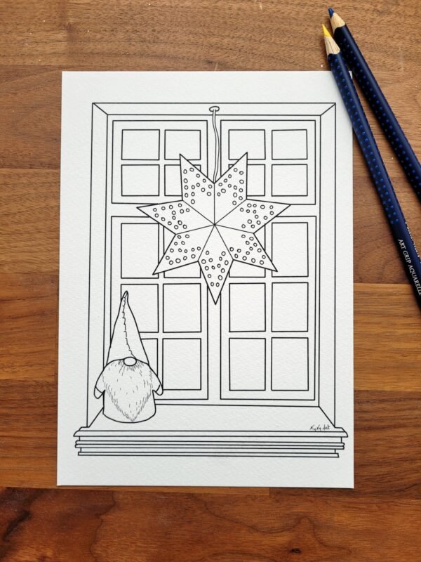 Coloriage "Lutin à la fenêtre"